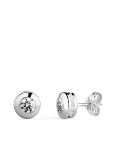 18K PENDIENTES ORO BLANCO CHATON GALERIA CON CIRCONITA. MEDIDA: 6 5 MM. CIERRE PRESION