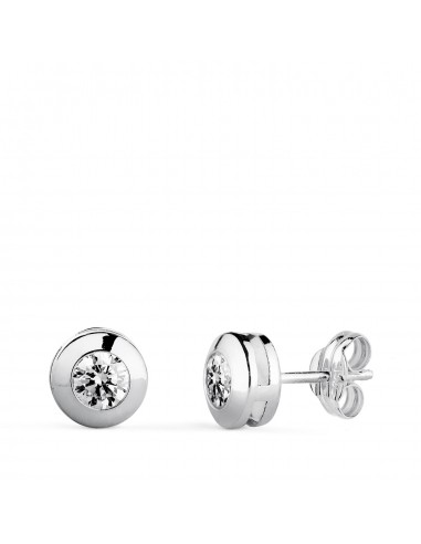 18K PENDIENTES ORO BLANCO CHATON GALERIA CON CIRCONITA. MEDIDA: 6 5 MM. CIERRE PRESION