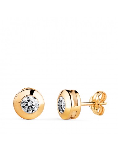 18K PENDIENTES ORO AMARILLO  CHATON GALERIA CON CIRCONITA. MEDIDA: 7 5 MM. CIERRE PRESION