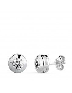 18K PENDIENTES ORO BLANCO CHATON GALERIA CON CIRCONITA. MEDIDA: 7 5 MM. CIERRE PRESION