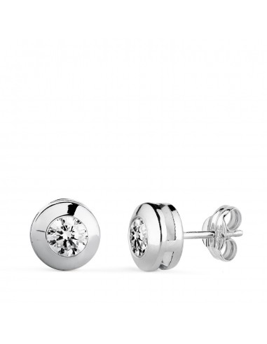 18K PENDIENTES ORO BLANCO CHATON GALERIA CON CIRCONITA. MEDIDA: 7 5 MM. CIERRE PRESION