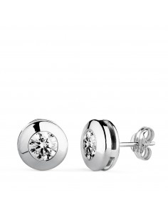 18K PENDIENTES ORO BLANCO CHATON GALERIA CON CIRCONITA. MEDIDA: 8 5 MM. CIERRE PRESION