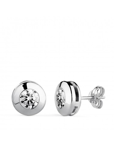 18K PENDIENTES ORO BLANCO CHATON GALERIA CON CIRCONITA. MEDIDA: 8 5 MM. CIERRE PRESION