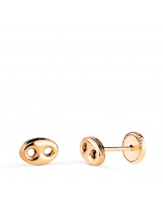 18K PENDIENTES ORO AMARILLO NUDO DE BARCO EN BRILLO. MEDIDA: 6 X 4 MM. CIERRE TUERCA