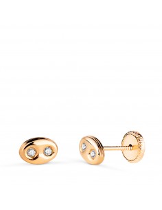 18K PENDIENTES ORO AMARILLO NUDO DE BARCO CON CIRCONITAS. MEDIDA: 6 X 4 MM. CIERRE TUERCA