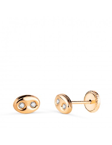 18K PENDIENTES ORO AMARILLO NUDO DE BARCO CON CIRCONITAS. MEDIDA: 6 X 4 MM. CIERRE TUERCA