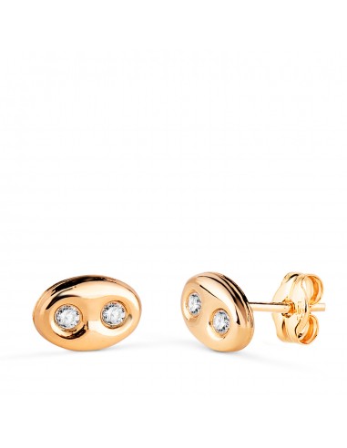 18K PENDIENTES ORO AMARILLO NUDO DE BARCO CON CIRCONITAS. MEDIDA: 8 X 5 5 MM. CIERRE PRESION