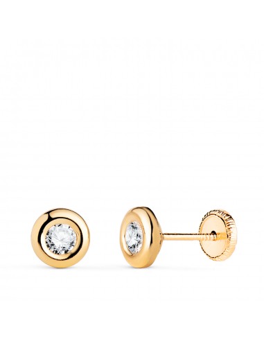 18K PENDIENTES ORO AMARILLO CHATON CON CIRCONITA. MEDIDA: 5 5MM. CIERRE TUERCA