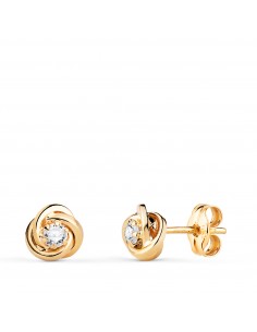 18K PENDIENTES ORO AMARILLO NUDO CON CIRCONITA. MEDIDA: 6X6 MM. CIERRE PRESION