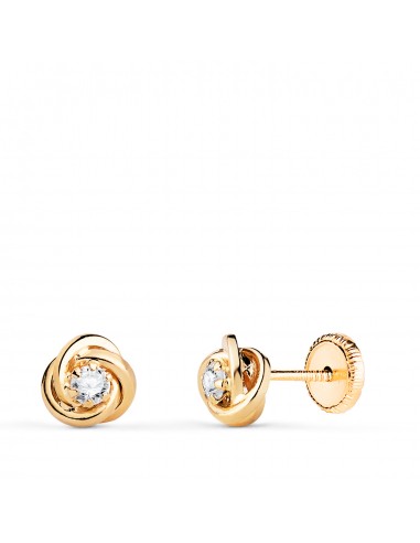 18K PENDIENTES ORO AMARILLO NUDO CON CIRCONITA. MEDIDA: 6X6 MM. CIERRE TUERCA