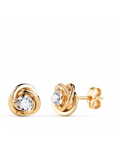 18K PENDIENTES ORO AMARILLO NUDO CON CIRCONITA. MEDIDA: 8X8 MM. CIERRE PRESION