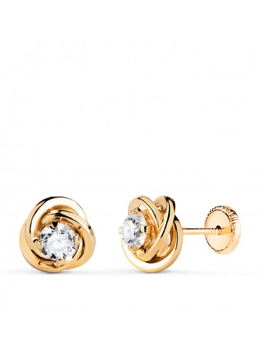 18K PENDIENTES ORO AMARILLO NUDO CON CIRCONITA. MEDIDA: 8X8 MM. CIERRE TUERCA