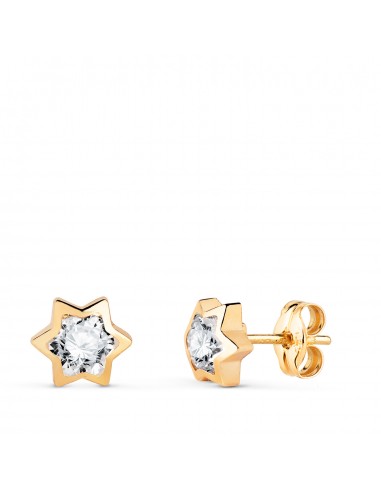 18K PENDIENTES ORO AMARILLO CHATON ESTRELLA CON CIRCONITA. MEDIDA: 6X5 5 MM. CIERRE PRESION
