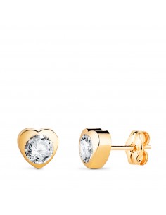 18K PENDIENTES ORO AMARILLO CHATON CORAZON CON CIRCONITA. MEDIDA: 6 X 6 MM CIERRE PRESION