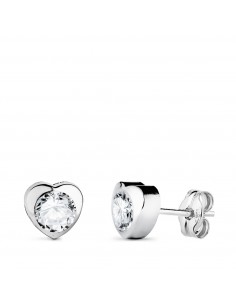 18K PENDIENTES ORO BLANCO CHATON CORAZON CON CIRCONITA. MEDIDA: 6 X 6 MM CIERRE PRESION
