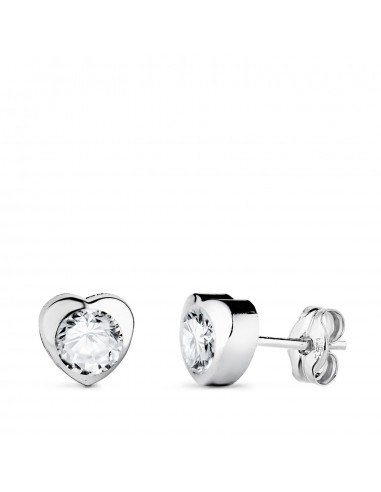 18K PENDIENTES ORO BLANCO CHATON CORAZON CON CIRCONITA. MEDIDA: 6 X 6 MM CIERRE PRESION