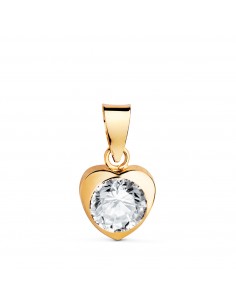 18K COLGANTE ORO AMARILLO CHATON CORAZON CON CIRCONITA. MEDIDA: 7 5 X 7 5 MM C. AMOR