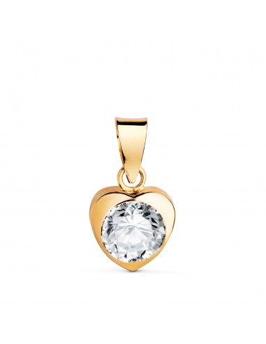 18K COLGANTE ORO AMARILLO CHATON CORAZON CON CIRCONITA. MEDIDA: 7 5 X 7 5 MM C. AMOR