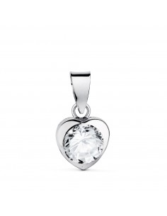 18K COLGANTE ORO BLANCO CHATON CORAZON CON CIRCONITA. MEDIDA: 7 5 X 7 5 MM