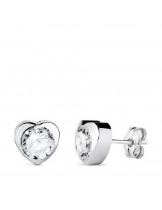 18K PENDIENTES ORO BLANCO CHATON CORAZON CON CIRCONITA. MEDIDA: 7 5 X 7 5 MM CIERRE PRESION
