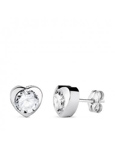 18K PENDIENTES ORO BLANCO CHATON CORAZON CON CIRCONITA. MEDIDA: 7 5 X 7 5 MM CIERRE PRESION