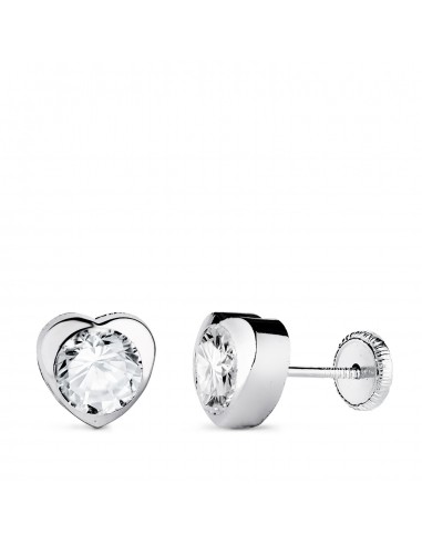 18K PENDIENTES ORO BLANCO CHATON CORAZON CON CIRCONITA. MEDIDA: 7 5 X 7 5 MM CIERRE TUERCA