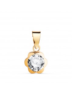 18K COLGANTE ORO AMARILLO CHATON MARGARITA CON CIRCONITA. MEDIDA: 8X7 MM