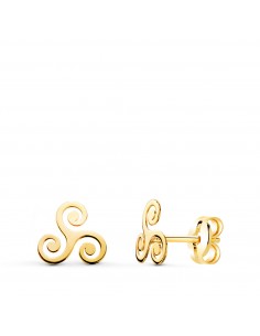 18K PENDIENTES ORO AMARILLO TRISQUEL BRILLO 7 X 7 MM. CIERRE PRESION