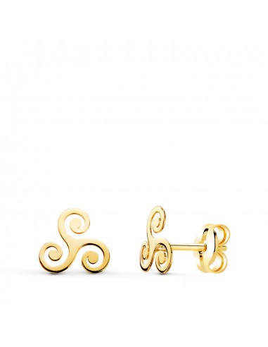 18K PENDIENTES ORO AMARILLO TRISQUEL BRILLO 7 X 7 MM. CIERRE PRESION