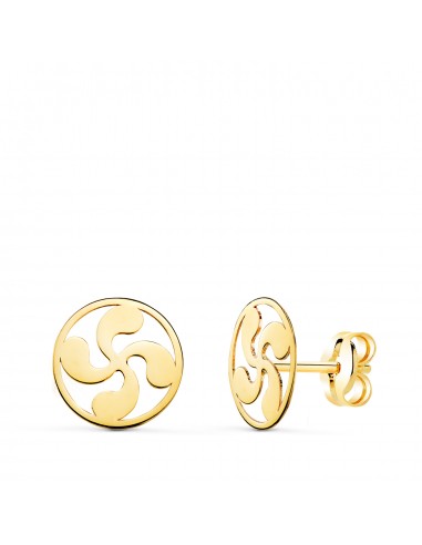 18K PENDIENTES ORO AMARILLO REDONDOS LAUBURU BRILLO 8 MM. CIERRE PRESION