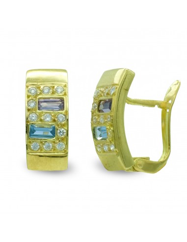 18K PENDIENTES ORO AMARILLO RECTANGULAR CON CIRCONITAS