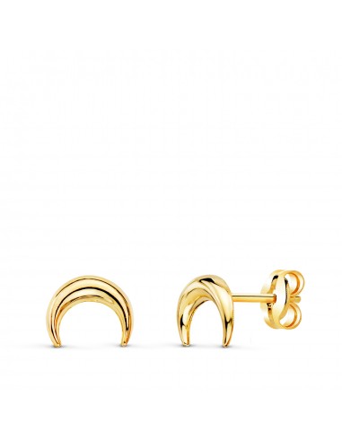 18K PENDIENTES ORO AMARILLO MEDIA LUNA LISA 7.5 X 6 MM. CIERRE PRESION