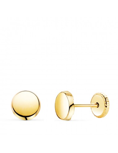 18K PENDIENTES ORO AMARILLO REDONDOS BRILLO 5 5 MM. CIERRE TUERCA