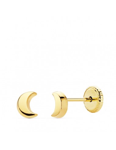 18K PENDIENTES ORO AMARILLO LUNA LISA 4.5X3.5 MM CIERRE TUERCA