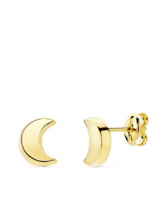 18K PENDIENTES ORO AMARILLO MEDIA LUNA 6.5X 5 MM CIERRE PRESION