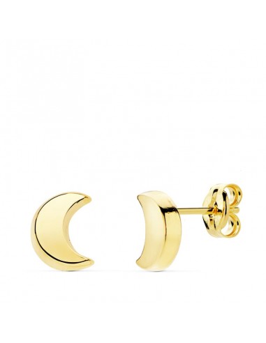 18K PENDIENTES ORO AMARILLO MEDIA LUNA 6.5X 5 MM CIERRE PRESION