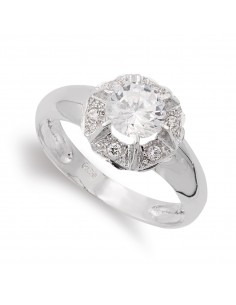 18K SORTIJA ORO BLANCO CON CIRCONITA Y GARRAS.