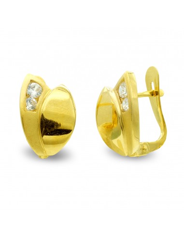 18K PENDIENTES ORO AMARILLO MATE Y BRILLO CON CIRCONITAS