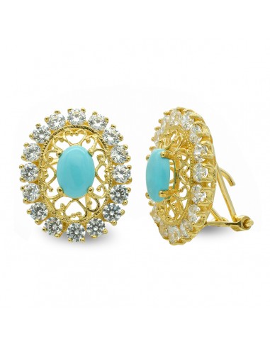 18K PENDIENTES ORO AMARILLO TURQUESA FILIGRANA