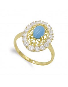 18K SORTIJA ORO AMARILLO TURQUESA FILIGRANA