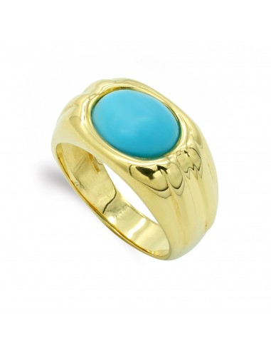 18K SORTIJA ORO AMARILLO TURQUESA OVAL