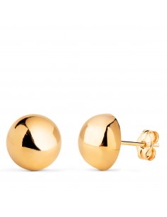 18K PENDIENTES ORO AMARILLO MEDIA BOLA LISA HUECA. ANCHO: 10 MM. CIERRE PRESION