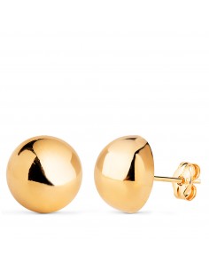 18K PENDIENTES ORO AMARILLO MEDIA BOLA LISA HUECA. ANCHO: 12 MM. CIERRE PRESION