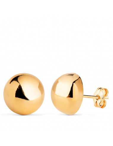 18K PENDIENTES ORO AMARILLO MEDIA BOLA LISA HUECA. ANCHO: 12 MM. CIERRE PRESION