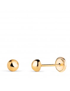 18K PENDIENTES ORO AMARILLO MEDIA BOLA LISA HUECA. ANCHO: 4 MM. CIERRE TUERCA
