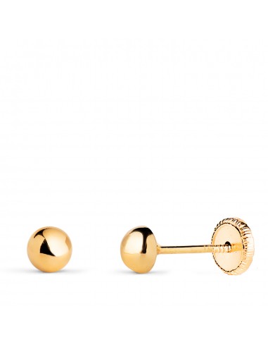 18K PENDIENTES ORO AMARILLO MEDIA BOLA LISA HUECA. ANCHO: 4 MM. CIERRE TUERCA