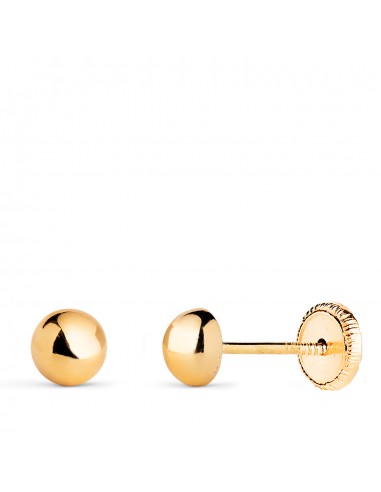 18K PENDIENTES ORO AMARILLO MEDIA BOLA LISA HUECA. ANCHO: 5 MM. CIERRE TUERCA
