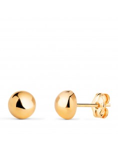 18K PENDIENTES ORO AMARILLO MEDIA BOLA LISA HUECA. ANCHO: 6 MM. CIERRE PRESION