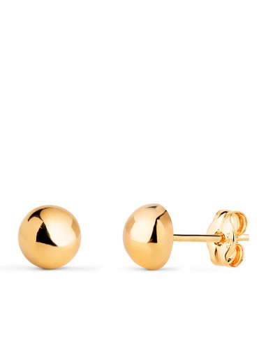 18K PENDIENTES ORO AMARILLO MEDIA BOLA LISA HUECA. ANCHO: 6 MM. CIERRE PRESION