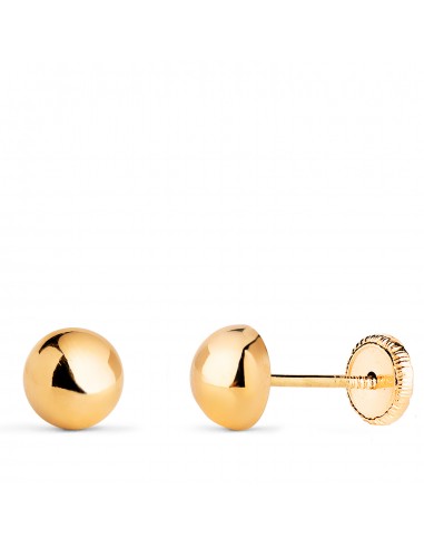 18K PENDIENTES ORO AMARILLO MEDIA BOLA LISA HUECA. ANCHO: 6 MM. CIERRE TUERCA